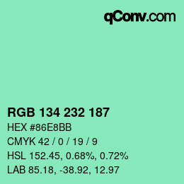Color code: RGB 134 232 187 | qconv.com