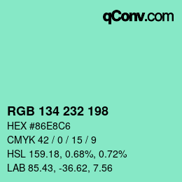 Color code: RGB 134 232 198 | qconv.com