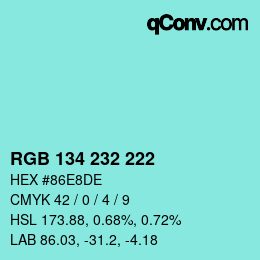 Color code: RGB 134 232 222 | qconv.com