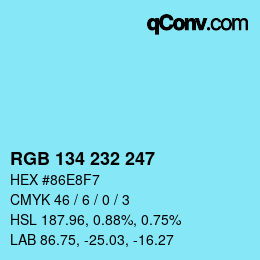 Color code: RGB 134 232 247 | qconv.com