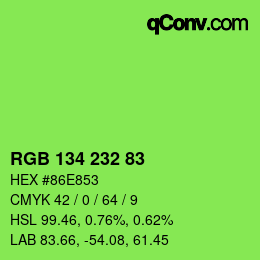 Color code: RGB 134 232 83 | qconv.com