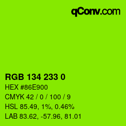 Color code: RGB 134 233 0 | qconv.com