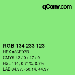 Color code: RGB 134 233 123 | qconv.com