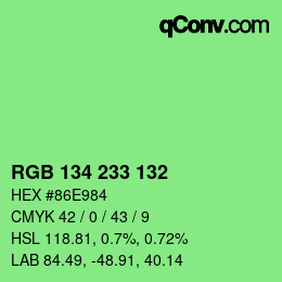 Color code: RGB 134 233 132 | qconv.com