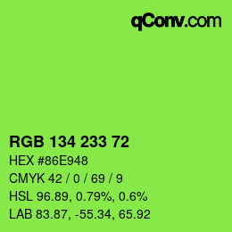 Color code: RGB 134 233 72 | qconv.com