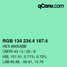 カラーコード: RGB 134 234.4 187.4 | qconv.com