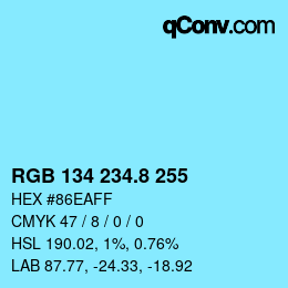 Color code: RGB 134 234.8 255 | qconv.com