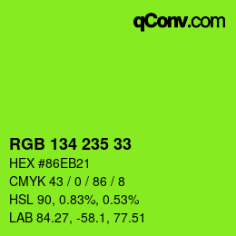 Color code: RGB 134 235 33 | qconv.com