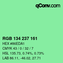 Color code: RGB 134 237 161 | qconv.com