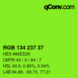 Color code: RGB 134 237 37 | qconv.com