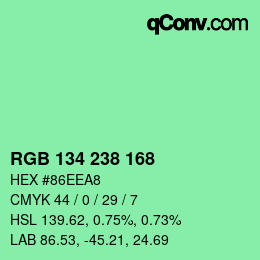 Color code: RGB 134 238 168 | qconv.com