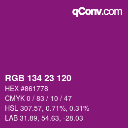 カラーコード: RGB 134 23 120 | qconv.com
