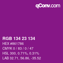 Color code: RGB 134 23 134 | qconv.com