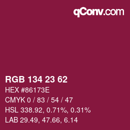Color code: RGB 134 23 62 | qconv.com
