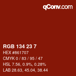 Color code: RGB 134 23 7 | qconv.com