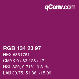 Color code: RGB 134 23 97 | qconv.com
