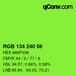 颜色代码: RGB 134 240 56 | qconv.com