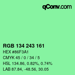 Farbcode: RGB 134 243 161 | qconv.com