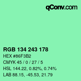 Color code: RGB 134 243 178 | qconv.com