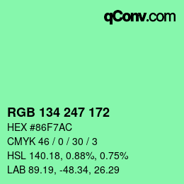 Color code: RGB 134 247 172 | qconv.com