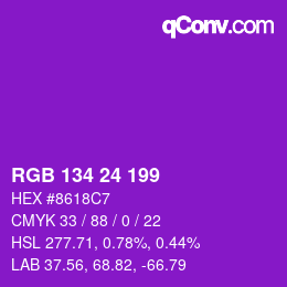 Color code: RGB 134 24 199 | qconv.com