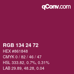 カラーコード: RGB 134 24 72 | qconv.com