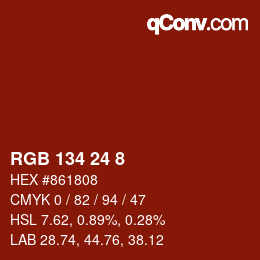 Color code: RGB 134 24 8 | qconv.com