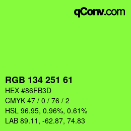 Color code: RGB 134 251 61 | qconv.com
