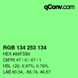 Color code: RGB 134 253 134 | qconv.com