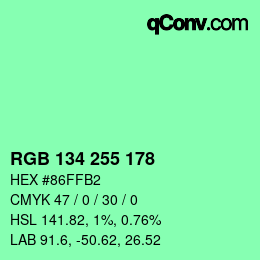 Color code: RGB 134 255 178 | qconv.com