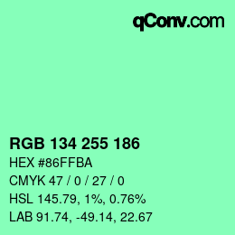 Color code: RGB 134 255 186 | qconv.com