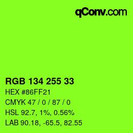 Color code: RGB 134 255 33 | qconv.com