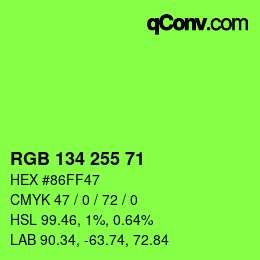 Color code: RGB 134 255 71 | qconv.com