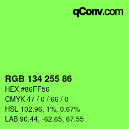 Color code: RGB 134 255 86 | qconv.com