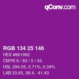 Color code: RGB 134 25 146 | qconv.com