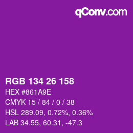 Color code: RGB 134 26 158 | qconv.com