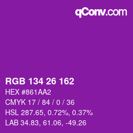 Color code: RGB 134 26 162 | qconv.com