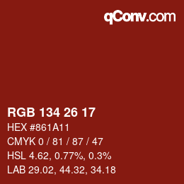 Color code: RGB 134 26 17 | qconv.com