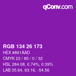 Farbcode: RGB 134 26 173 | qconv.com