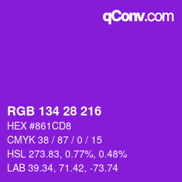 Color code: RGB 134 28 216 | qconv.com