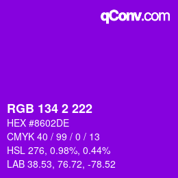 Color code: RGB 134 2 222 | qconv.com