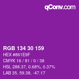カラーコード: RGB 134 30 159 | qconv.com
