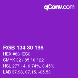 Color code: RGB 134 30 198 | qconv.com