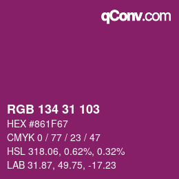 Color code: RGB 134 31 103 | qconv.com