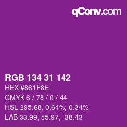 Color code: RGB 134 31 142 | qconv.com