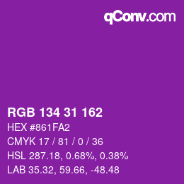 Color code: RGB 134 31 162 | qconv.com