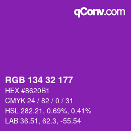 Color code: RGB 134 32 177 | qconv.com