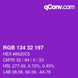 Color code: RGB 134 32 197 | qconv.com