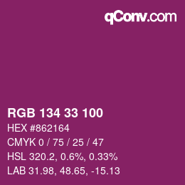 Color code: RGB 134 33 100 | qconv.com