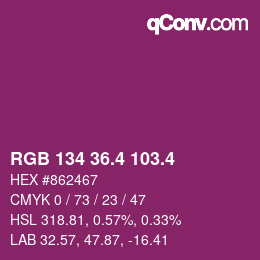 カラーコード: RGB 134 36.4 103.4 | qconv.com
